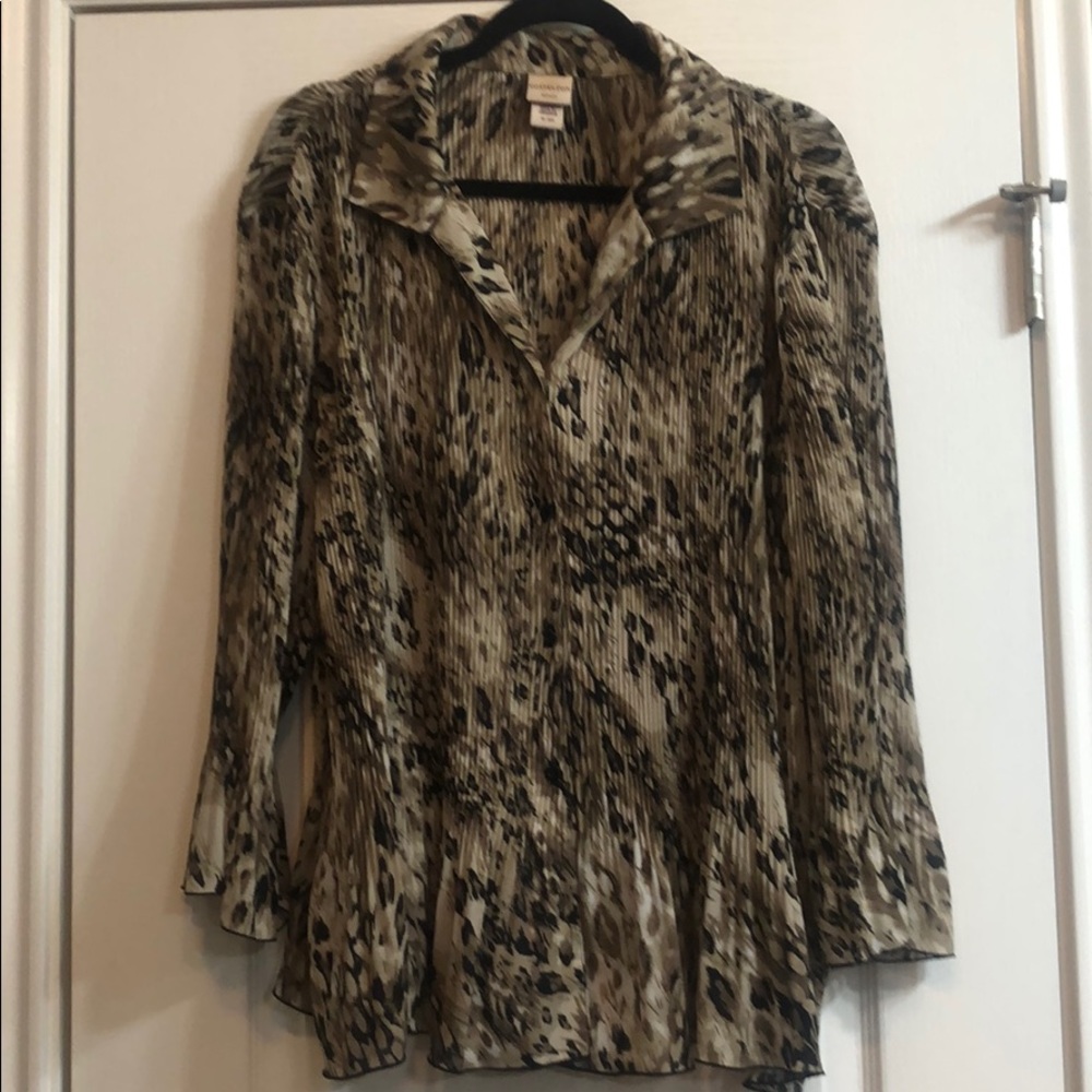 Covington Woman Animal Print Neutral Color Blouse